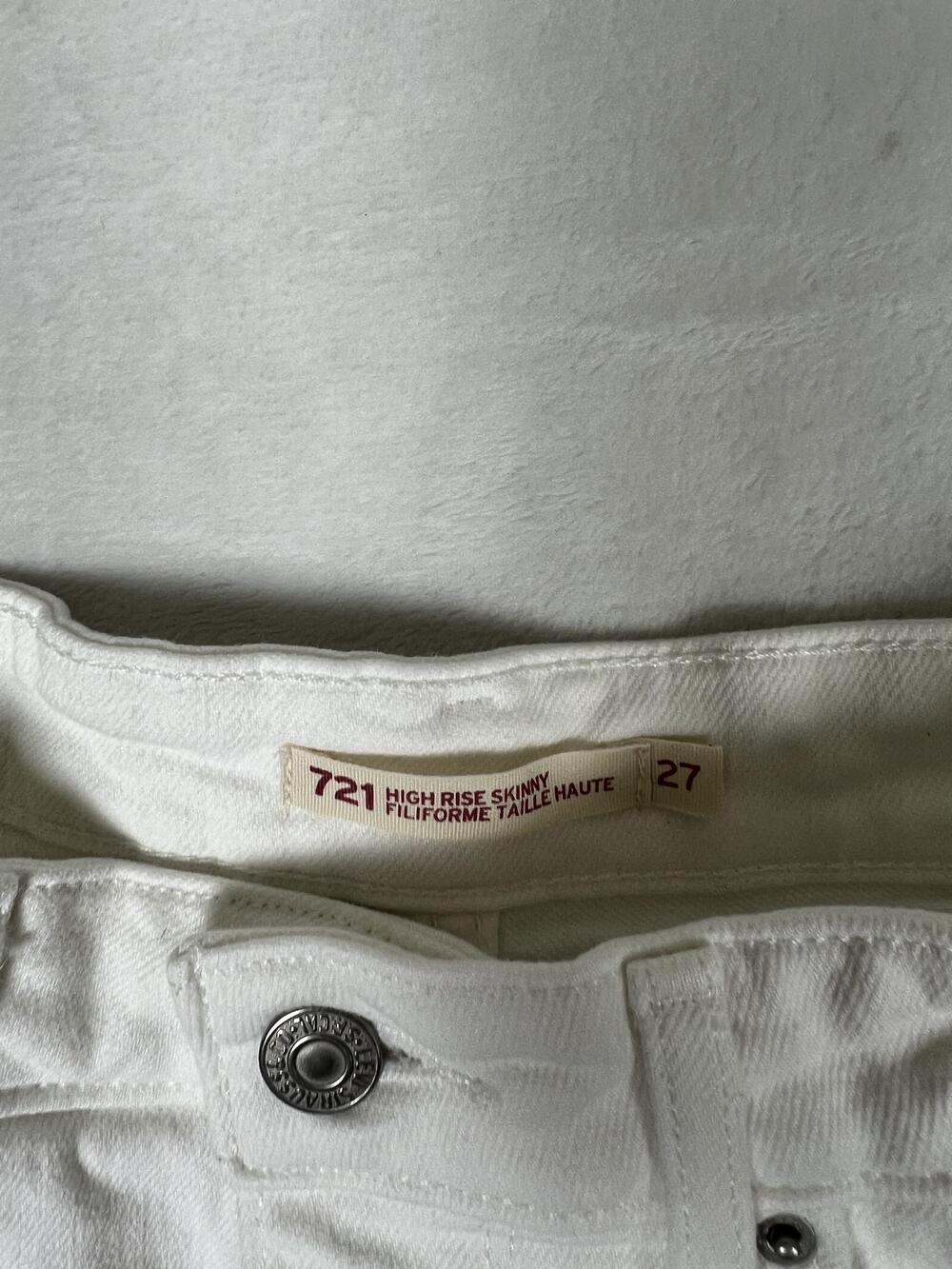 Levi's 721 High Rise Skinny Jeans Womens 27x30 White Light Wash Stretch Denim - Picture 5 of 10
